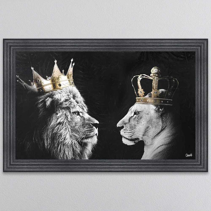 Lion and Lioness King & Queen of the Jungle Framed Artwork