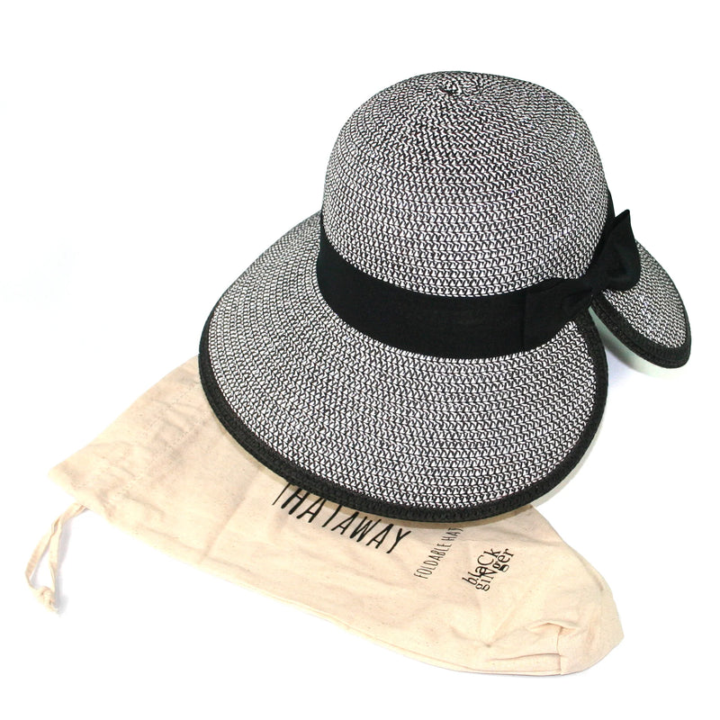 Black Open Back Hat with Bow Detail