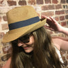 Trilby Style Hat with Blue Band