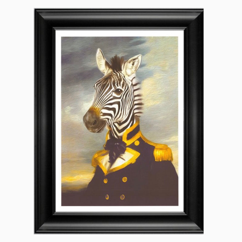 Zahir Zebra Animal Portrait Framed Artwork
