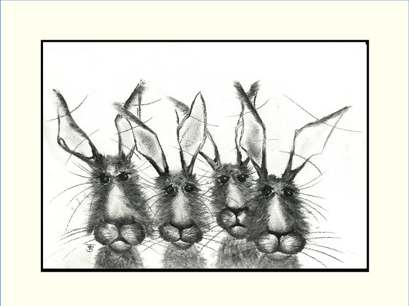 Hare Quartet Mounted Hare Print | GORGEOUS GEORGE