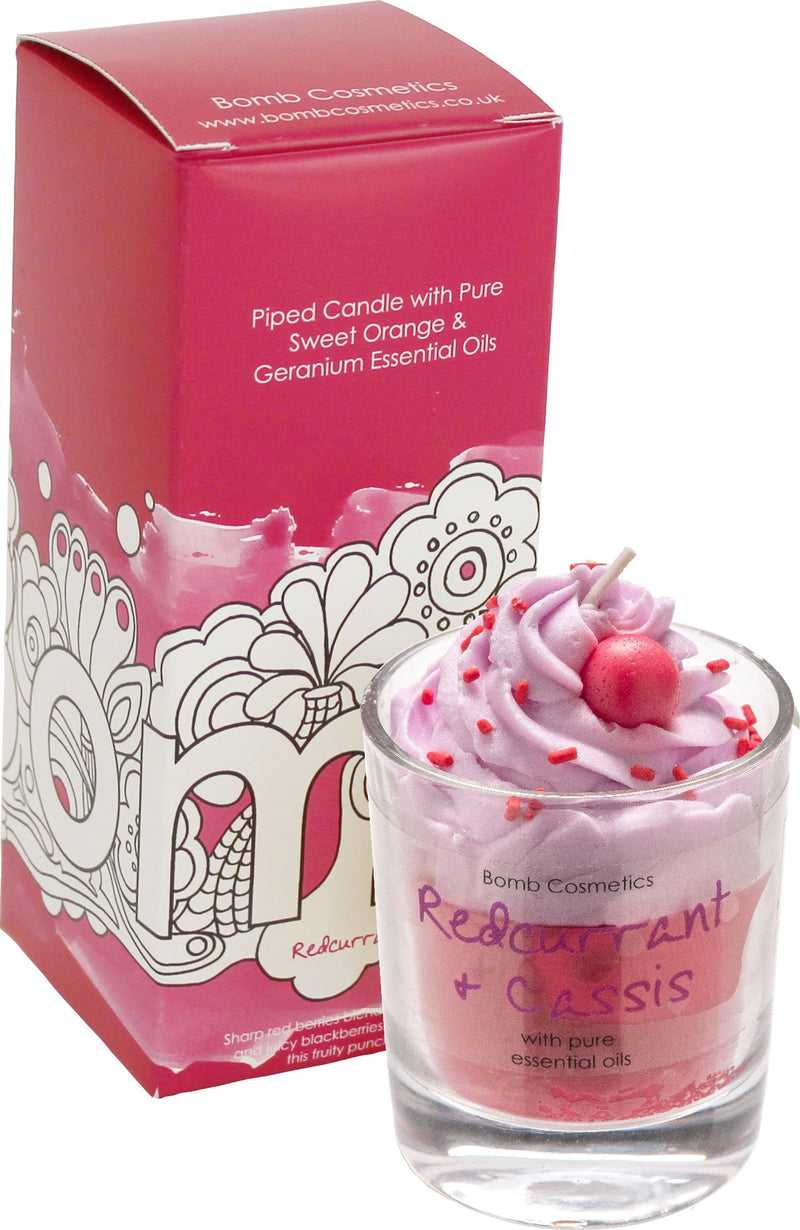 Redcurrant & Cassis Piped Candle Glass