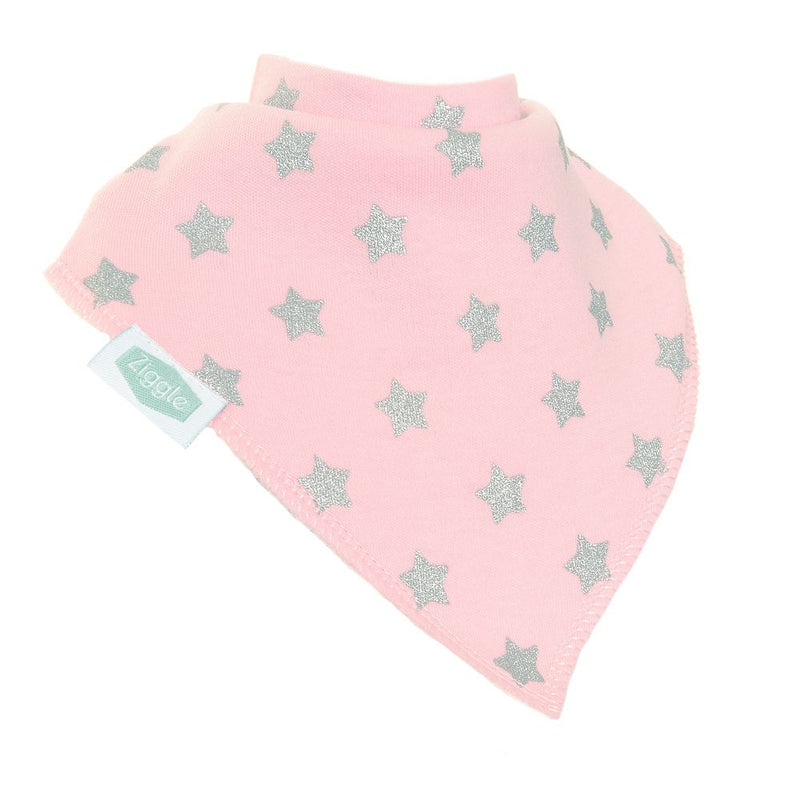 Ziggle Bandana Bib Pink with Sparkly Stars