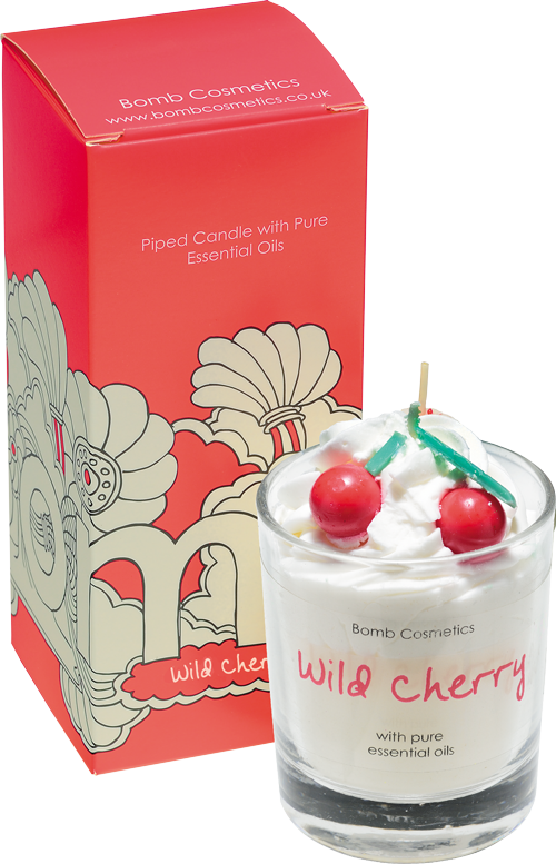 Wild Cherry Piped Candle Glass